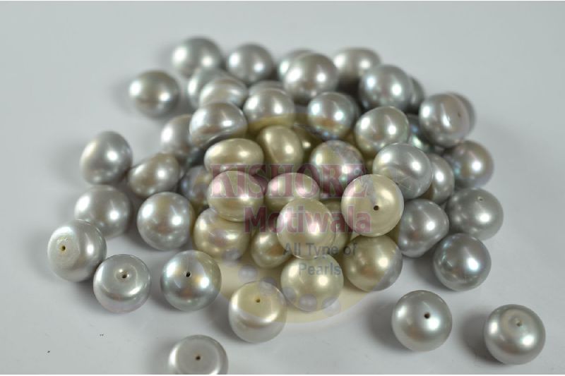 GRAY COLOR FRESHWATER BUTTON SHAPE 10-12 MM LOOSE PEARL