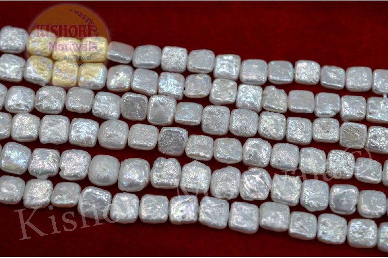 SQUARE SHAPE WHITE COLOR 10-11 MM FANCY PEARL BEADS