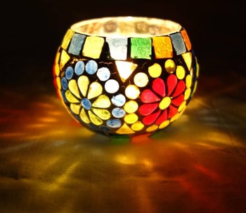  decoration mosaic candle, Color : Multi-Color