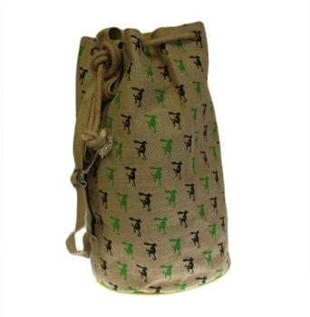 Printed jute duffle bag duffel