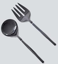 Stainless Steel Black Shiny Beveled Handle Design Serving Set