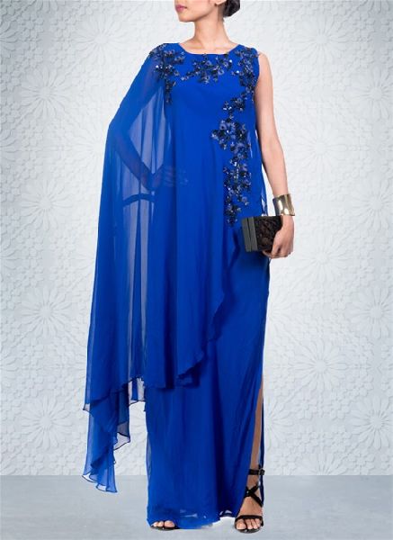 Electric Blue Colored Georgette Gown