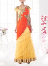 Macaroon Yellow Gown Saree