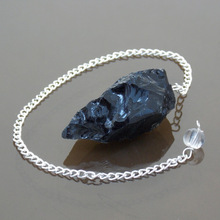 Black Obsidian Raw Crystal Dowsing Gemstone, Style : Hammered