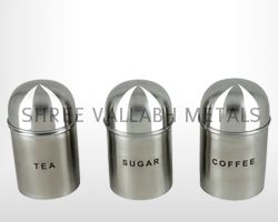 Stainless Steel Metal Dome Shape Canister Set, for Food, Feature : Eco-Friendly, Stocked