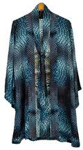 Short style printed silk kimonos jacket, Color : blue