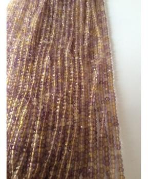 Shiva Exports Ametrine roundel faceted beads, Size : 3 mm to 4mm