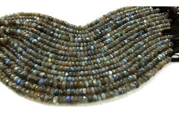 Shiva Exports Labradorite roundel faceted beads, Size : 6 MM TO 8MM