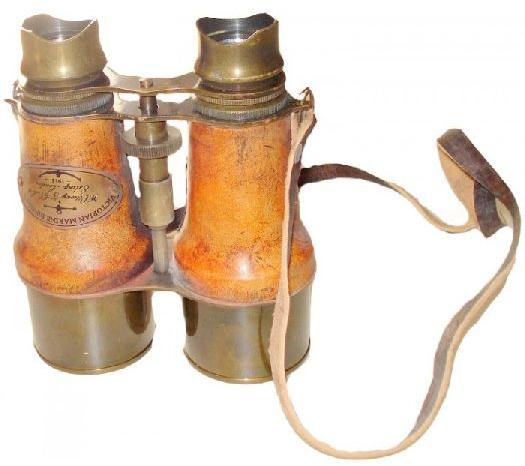Antique Brass Nautical Binocular With Leather Strap