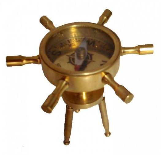 Brass Ship Wheel Compass