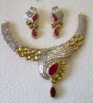 Neclace With Earrings Ruby and Kundan