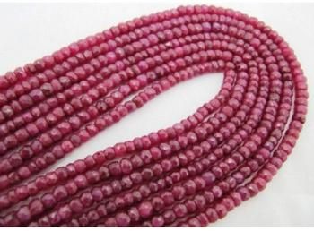 Died Roundel Faceted Beads Ruby Stone