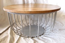 wooden Console Tablevintage Iron metal and wooden round Coffee table