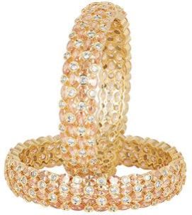 Gold Tone American Diamond Bangle With CZ Stone Jewelry