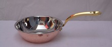 Copper Pan Hammered with brass handle