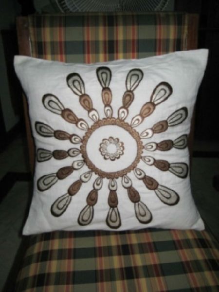 Square Cotton embroidered cushion cover, for Seat, Chair, Decorative, Technics : Handmade