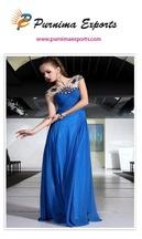 Blue A-line Floor-length Evening Gowns, Technics : Beaded