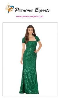 Sequin Neckline Evening Gowns, Age Group : Adults