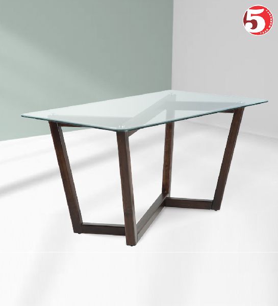 Lavish Glass Top Wooden Dining Table