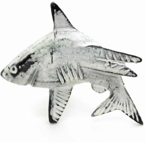 CAST IRON HANDCRAFTED CREAM SHARK FISH KNOB