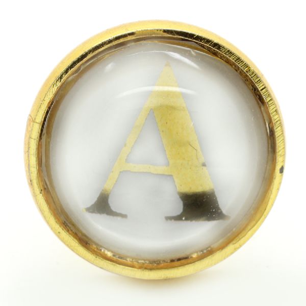 CAST IRON HANDCRAFTED GOLDEN COLOUR GLASS FITTED ALPHABET WORDS KNOB