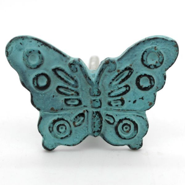 CAST IRON HANDCRAFTED LIGHT GREEN BUTTERFLY DESGINED KNOB