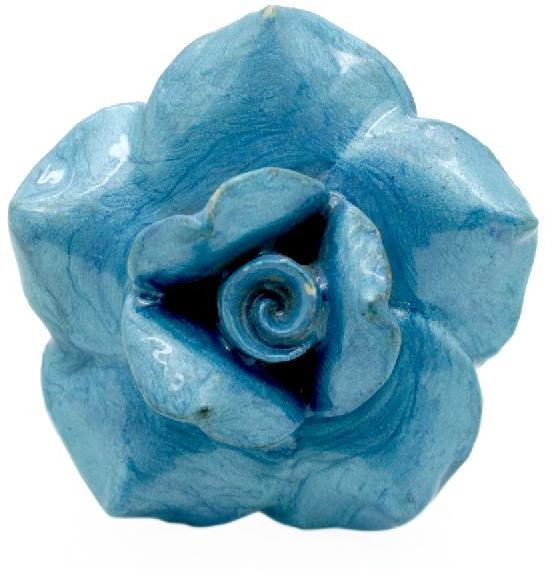 CERAMIC FLOWER KNOB HANDCRAFTED BLUE KNOB