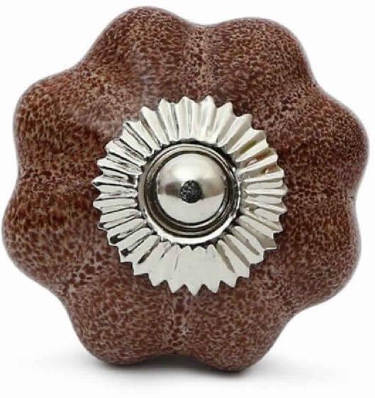 CERAMIC HANDCRAFTED BROWN SPARKLED DESIGNED PUMPKIN KNOB