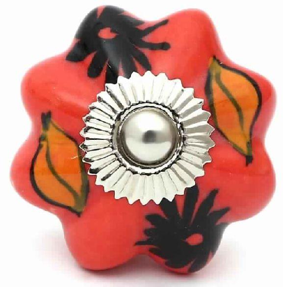 CERAMIC HANDCRAFTED ORANGE BLACK & YELLOW PUMPKIN KNOB