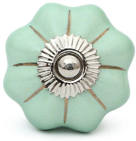 CERAMIC HANDCRAFTED PALE BLUE PUMPKIN KNOB