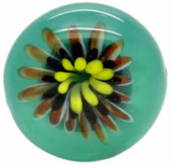 GLASS HANDCRAFTED LIGHT GREEN YELLOW & BLACK MARBLE DESIGN KNOB