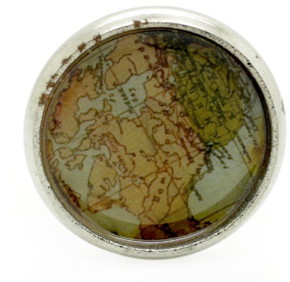 STEEL & RESIN HANDCRAFTED SILVER & GLASS MIX MAP KNOB