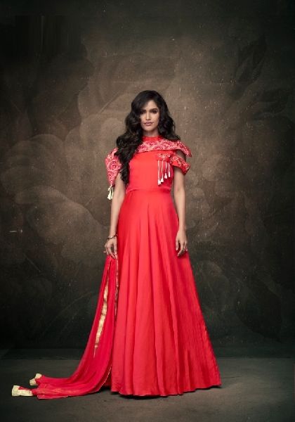Red Colour Tapeta Silk Anarkali Salwar Suit