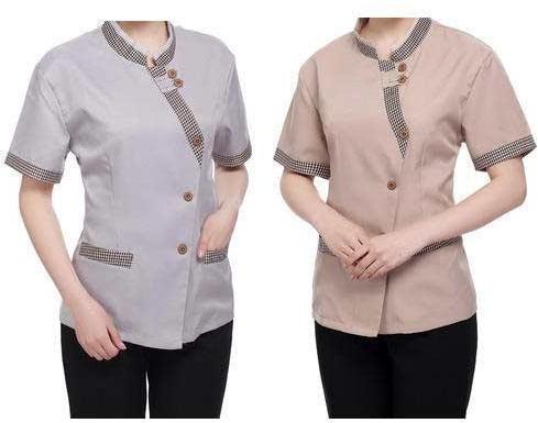 Cotton Fabric Ladies Restaurant Uniform, Feature : Anti Wrinkle