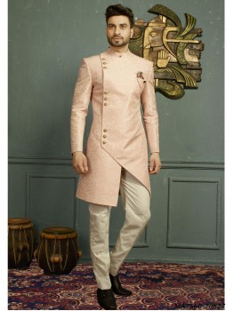 Pink Jacquard Self Sherwani, Occasion : Ceremony