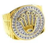 14 KT Gold Plated Iced Out CZ Presidential Ring