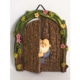 Miniature fairy garden Gnome in the Door