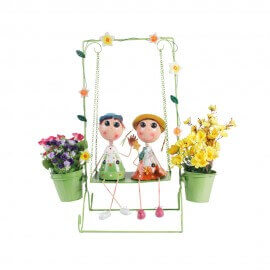 Wonderland Boy and Girl on Swing doll with two pots
