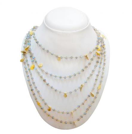 925 STERLING SILVER GOLD PLATED LABRADORITE BEADS WOMEN NECKLACE