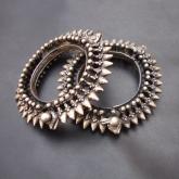 PAIR OF SOLID OLD SILVER VINTAGE LOOK TRIBAL GYPSY BANGLE