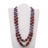 PURPLE PEARLand DYED RUBY 925 STERLING SILVER DOUBLE STRANDS WOMEN\'S NECKLACE