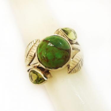 Round TURQUISE PERIDOT 92.5 SILVER RING