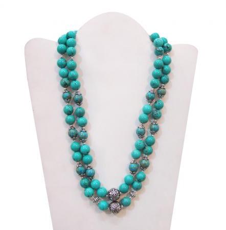 TURQUOISE BEADS HAND CRAFTED 925 NECKLACE