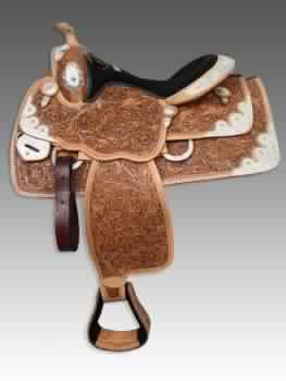 Carved western saddle