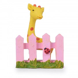 Giraffe on Fence Decoration Mini (terrarium, home , garden decor , gifting)