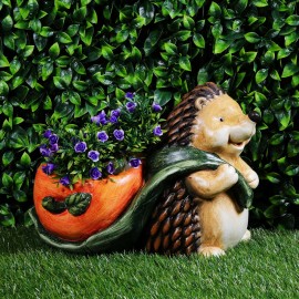 Hedgehog push cart with pot, planter, Color : Green