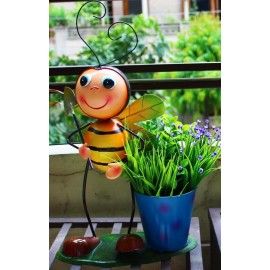 Metal Bee with Spade planter
