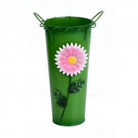 Metal hand painted Flower vase buckets, Color : Green