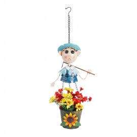 Metal Hanging Boy with spade 30 inches Pot
