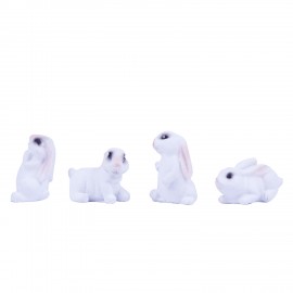 Miniature rabbit for bonsai decoration, planter, Color : White